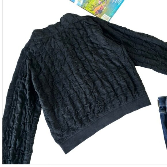 Free People Beach Women’s Cardigan Top Size Small Black Textured Cork Buttons - Picture 11 of 13